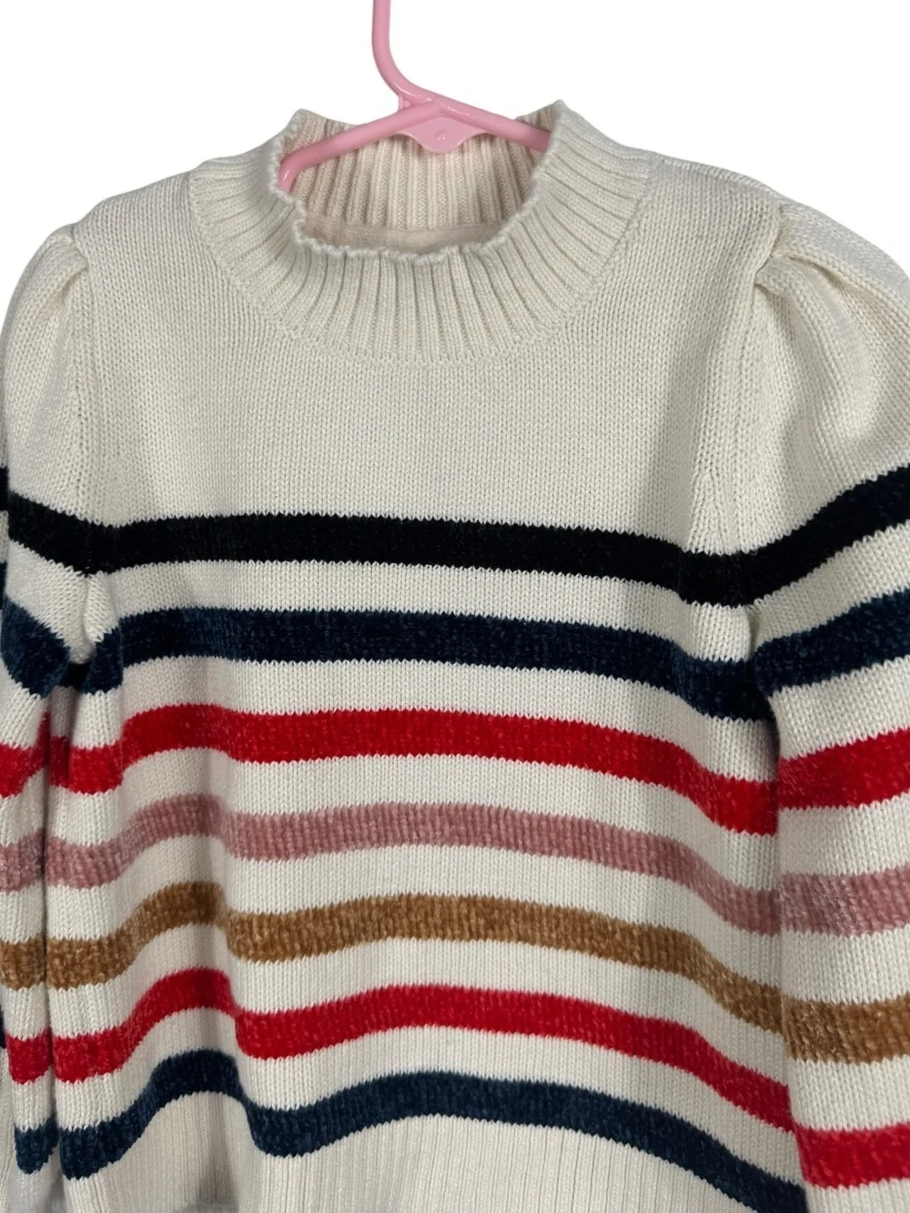 GAP Toddler Stripe Mockneck Sweater, Chino Beige, Size 5T